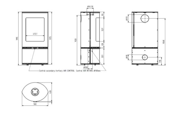 AMBI FIRE 7.6KW forme elliptique poele à bois élégant dimension